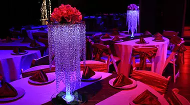 Elegant event decor and table styling at DF Grand Ballroom